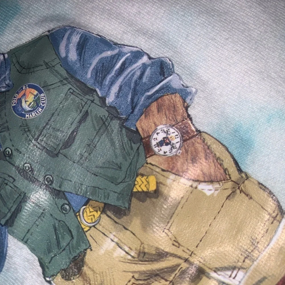 Ralph Lauren Polo Bear Fisherman Teal Aqua Blue Short Sleeve Tie-Dye Tee 12m
